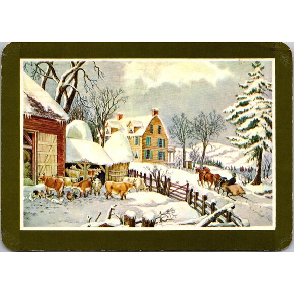None and/or Unknown Other - This Reproduction Of Winter Morning Currier & Ives 1973 Vintage Postcard SPQ17